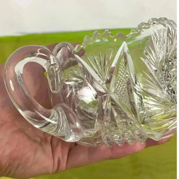 VTG American Brilliant Crystal Sugar Bowl Clear Cut Glass HEAVY Sawtooth - Picture 13 of 16